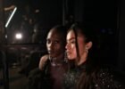 celebrity style inspiration - Elegant women in fashionable attire captured at a chic evening event.